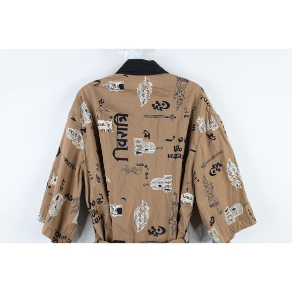 Vintage 70s Streetwear Womens Size XL Short Sleeve Belted Bath Robe Loungewear - Picture 8 of 9